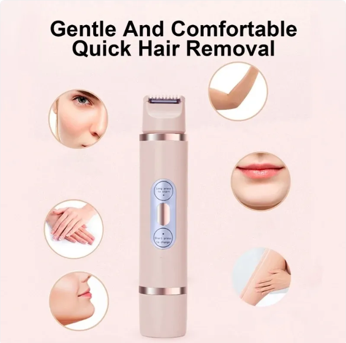 Dual-Head Electric Shaver Painless Women's Epilator Bikini Hair Removal Device Automatic Hair Trimmer Underarm Facial Lips Leg - Nara's Shop