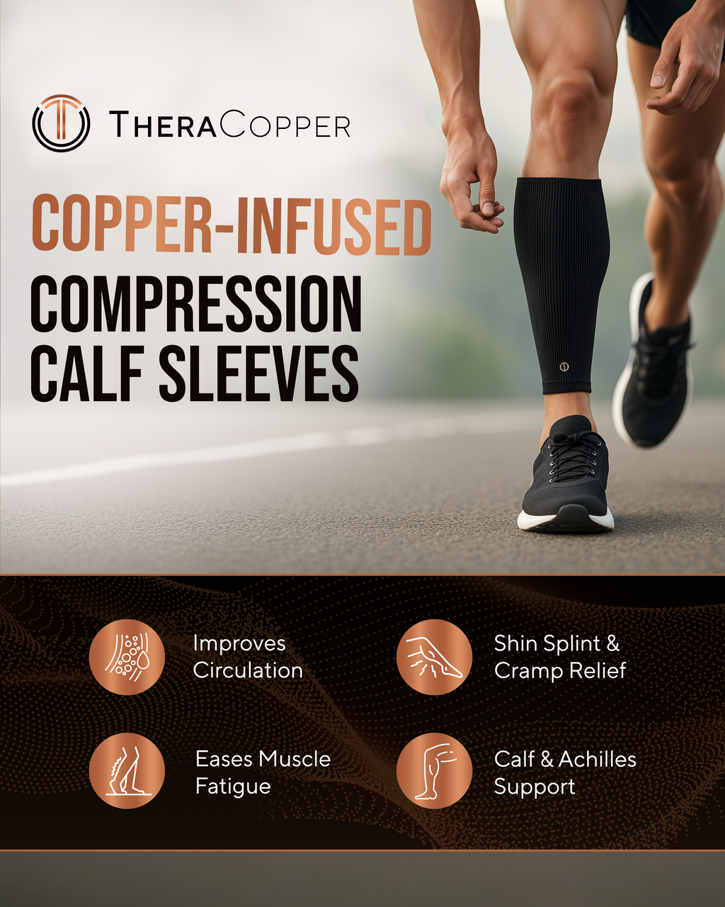 Copper Calf Compression Sleeves (2 Pack) - Nara's Shop