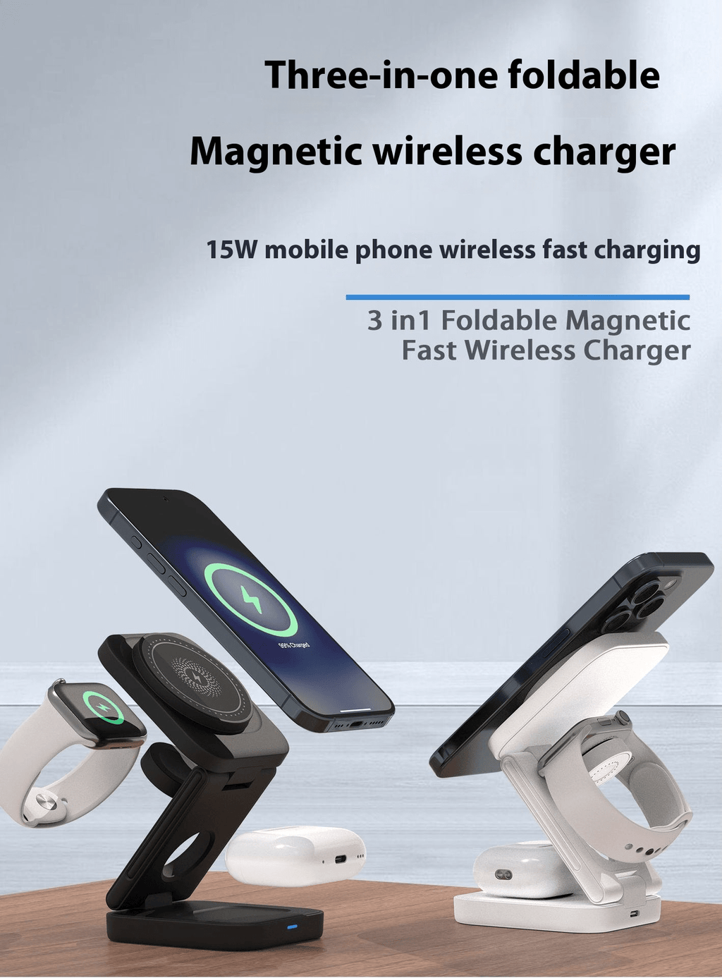 3 IN 1 FOLDABLE WIRELESS CHARGER - Nara's Shop