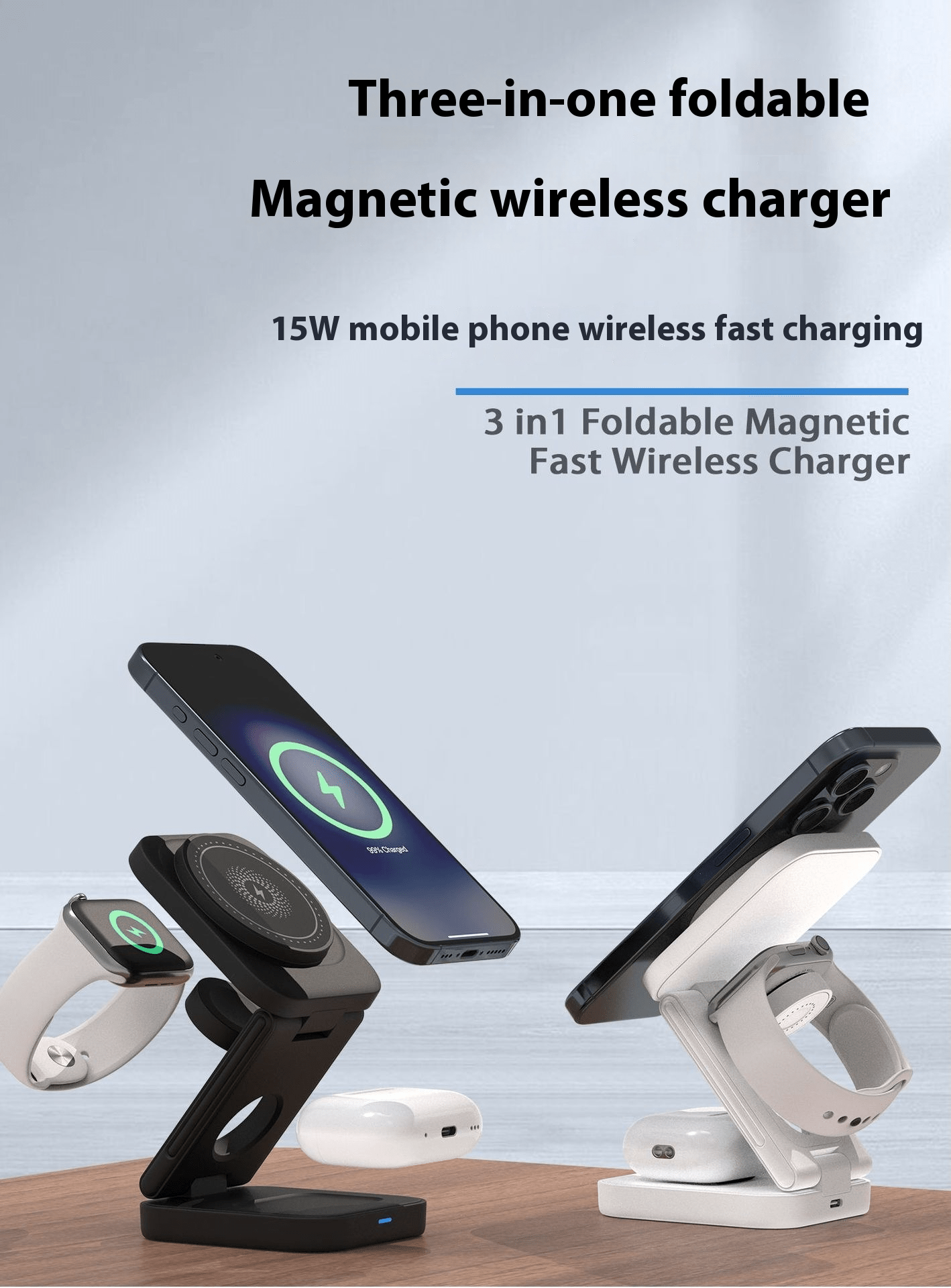 3 IN 1 FOLDABLE WIRELESS CHARGER - Nara's Shop