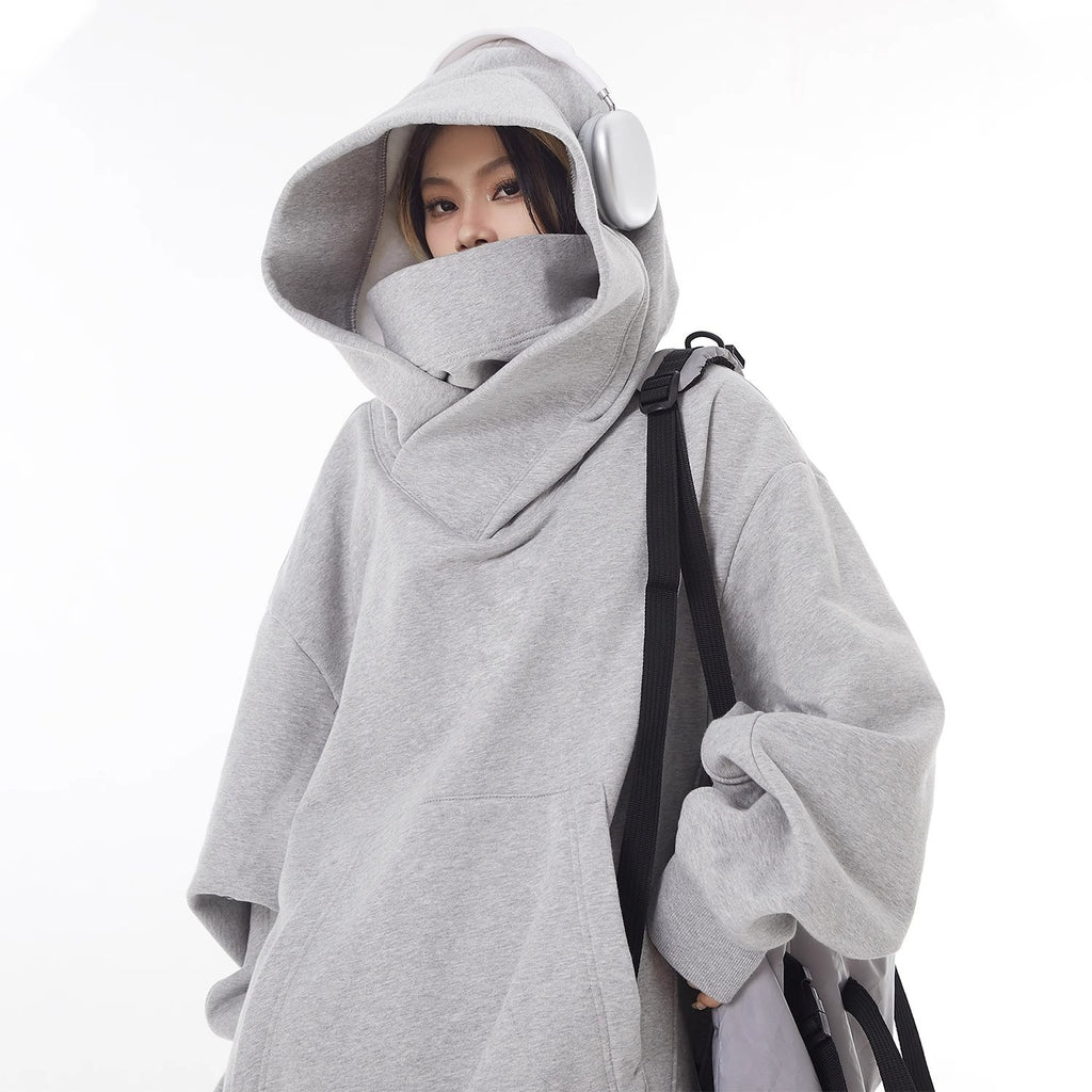 Loose High Collar Fleece Lined Hoodie - Nara's Shop
