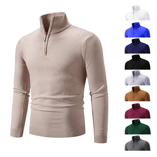 2023 Men's Plus Size Fleece Zip Mock Neck Sweater - Nara's Shop