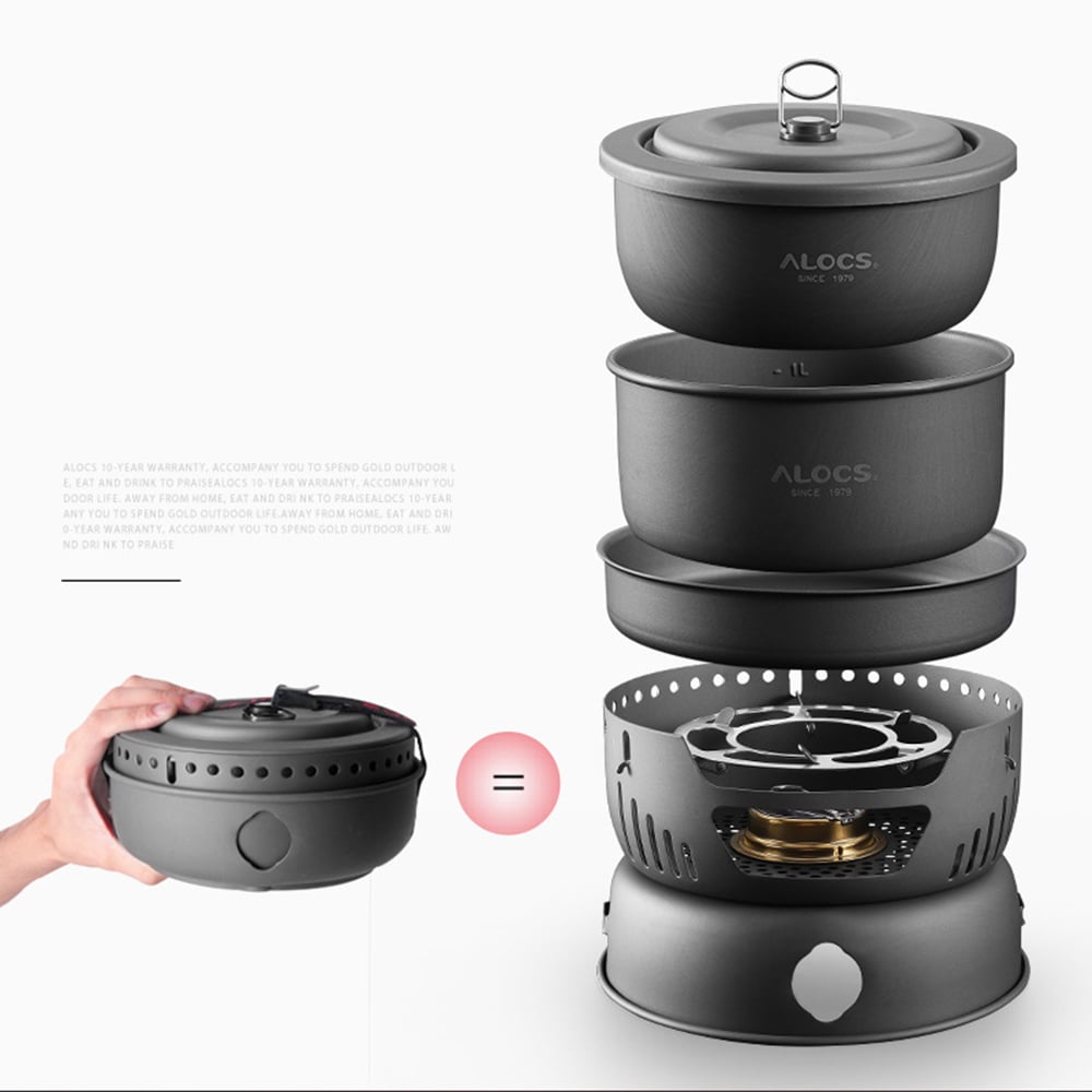High-Quality 10-Piece Portable Camping Pot Set - Nara's Shop