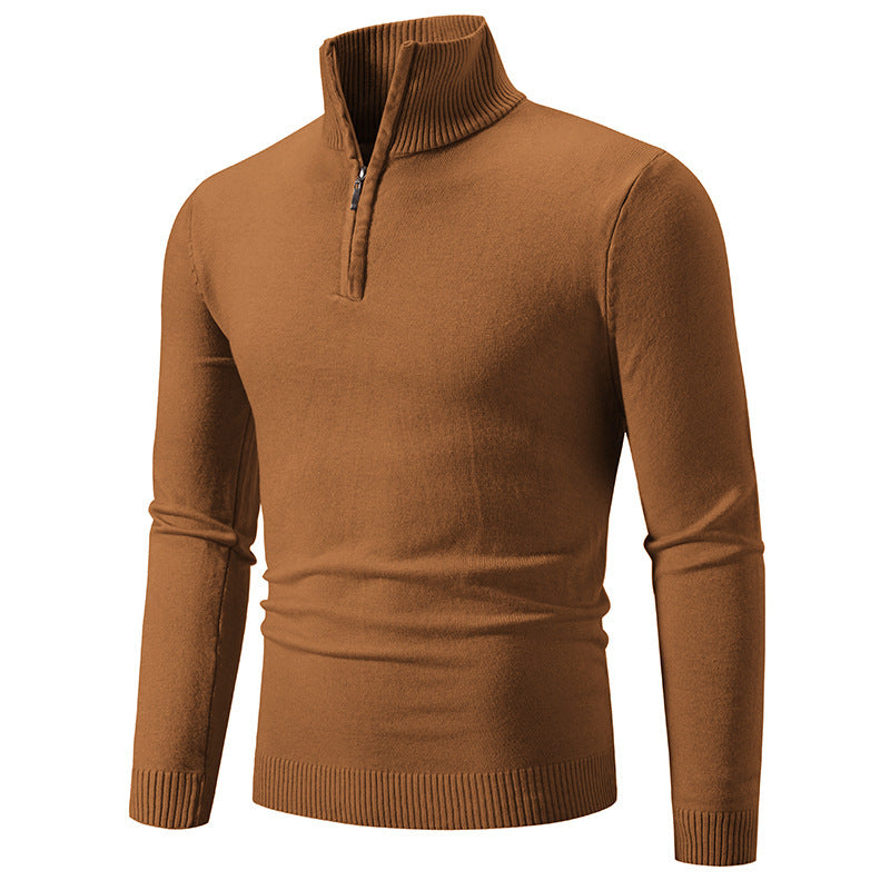 2023 Men's Plus Size Fleece Zip Mock Neck Sweater - Nara's Shop