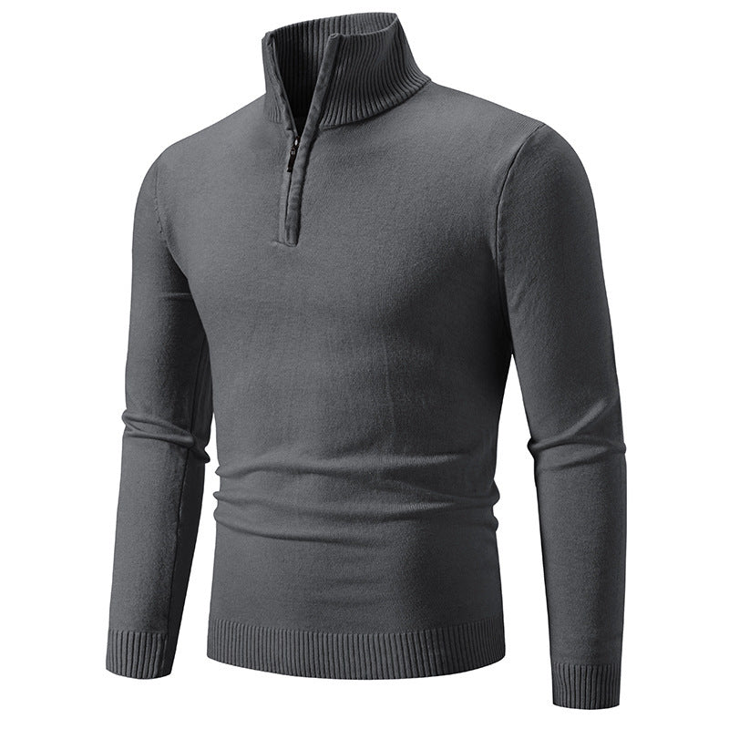 2023 Men's Plus Size Fleece Zip Mock Neck Sweater - Nara's Shop