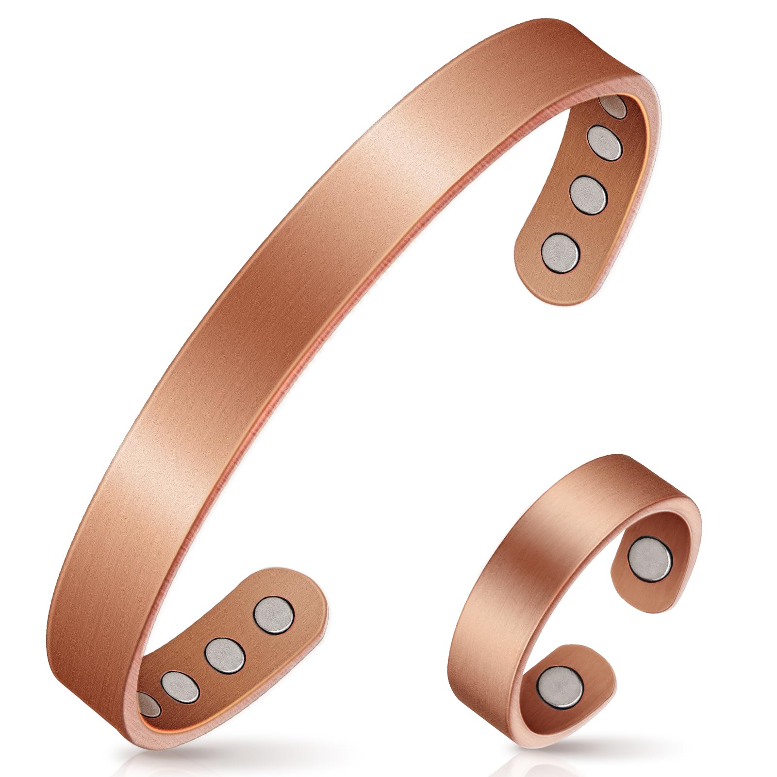 Copper Bracelets for Women Magnetic Lymph Detox Bracelets & Magnetic Ring with 3500 Gauss Magnets 100% Pure Copper Jewelry Gift - Nara's Shop