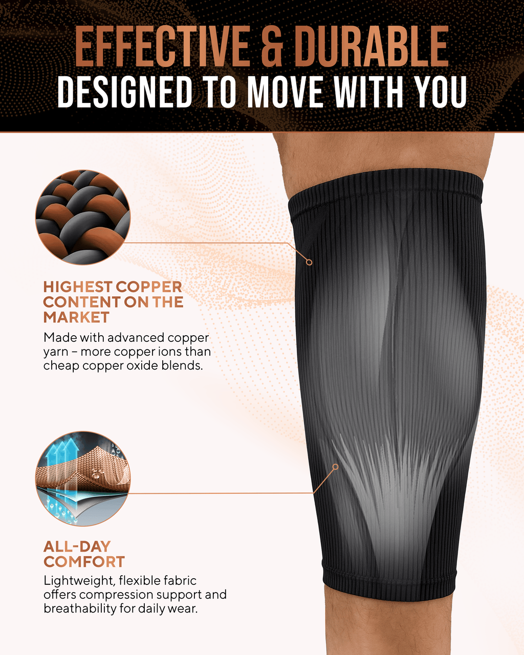 Copper Calf Compression Sleeves (2 Pack) - Nara's Shop
