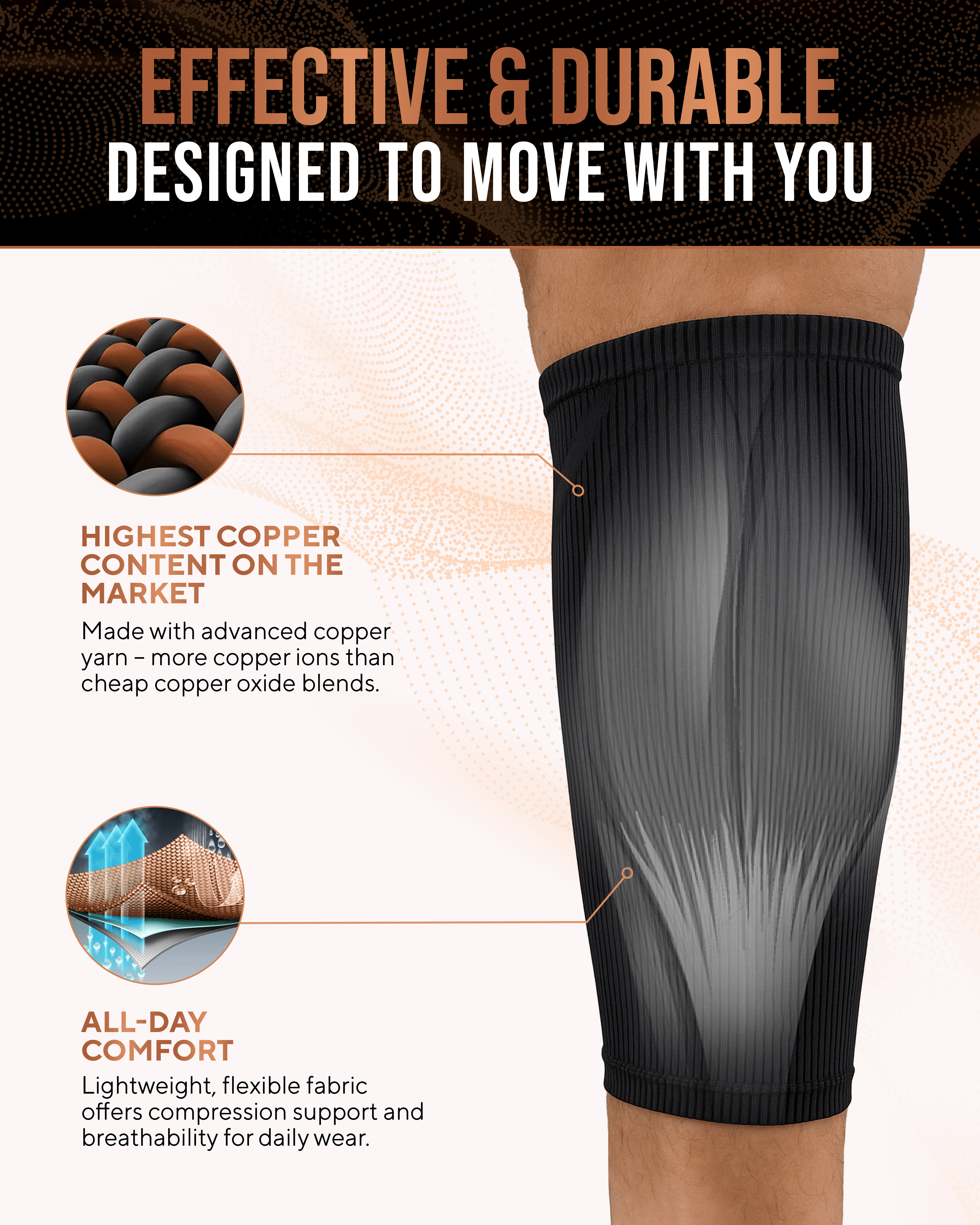 Copper Calf Compression Sleeves (2 Pack) - Nara's Shop
