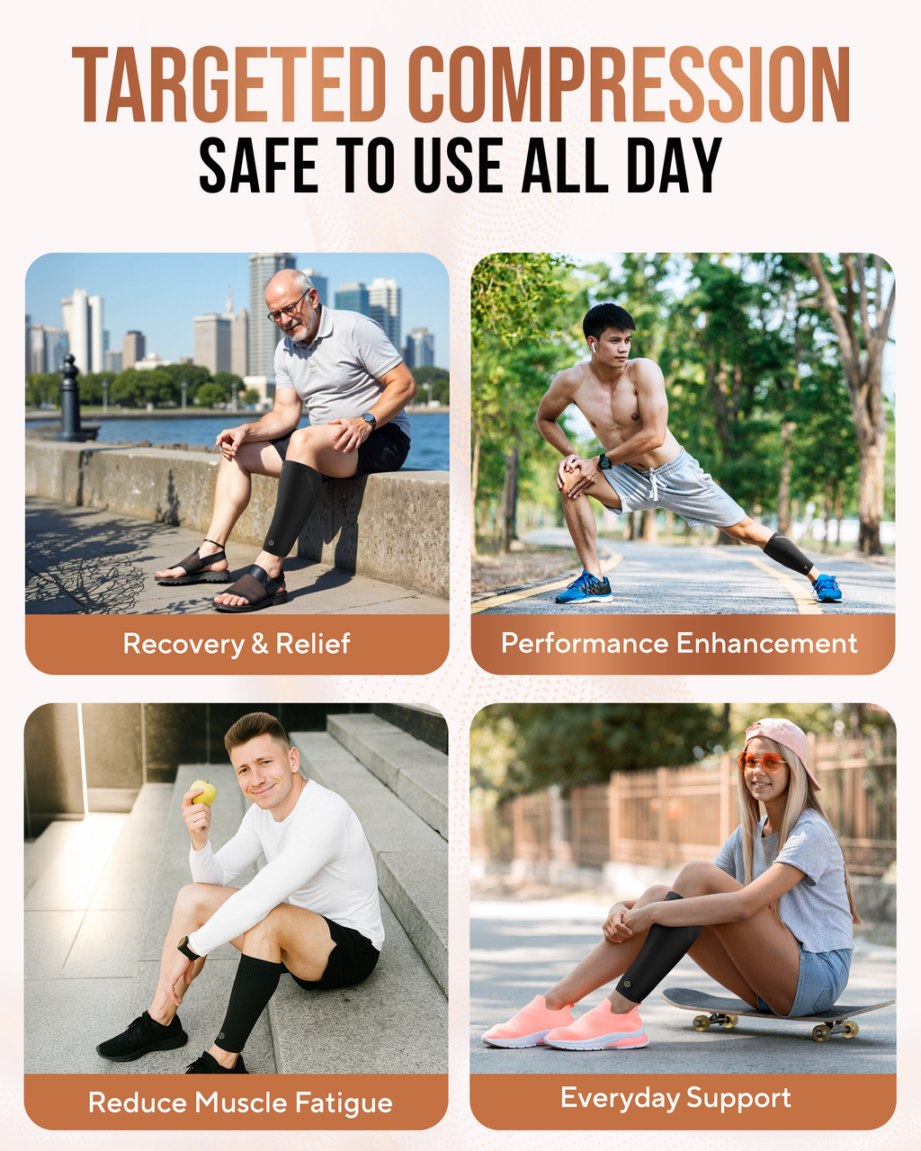 Copper Calf Compression Sleeves (2 Pack) - Nara's Shop