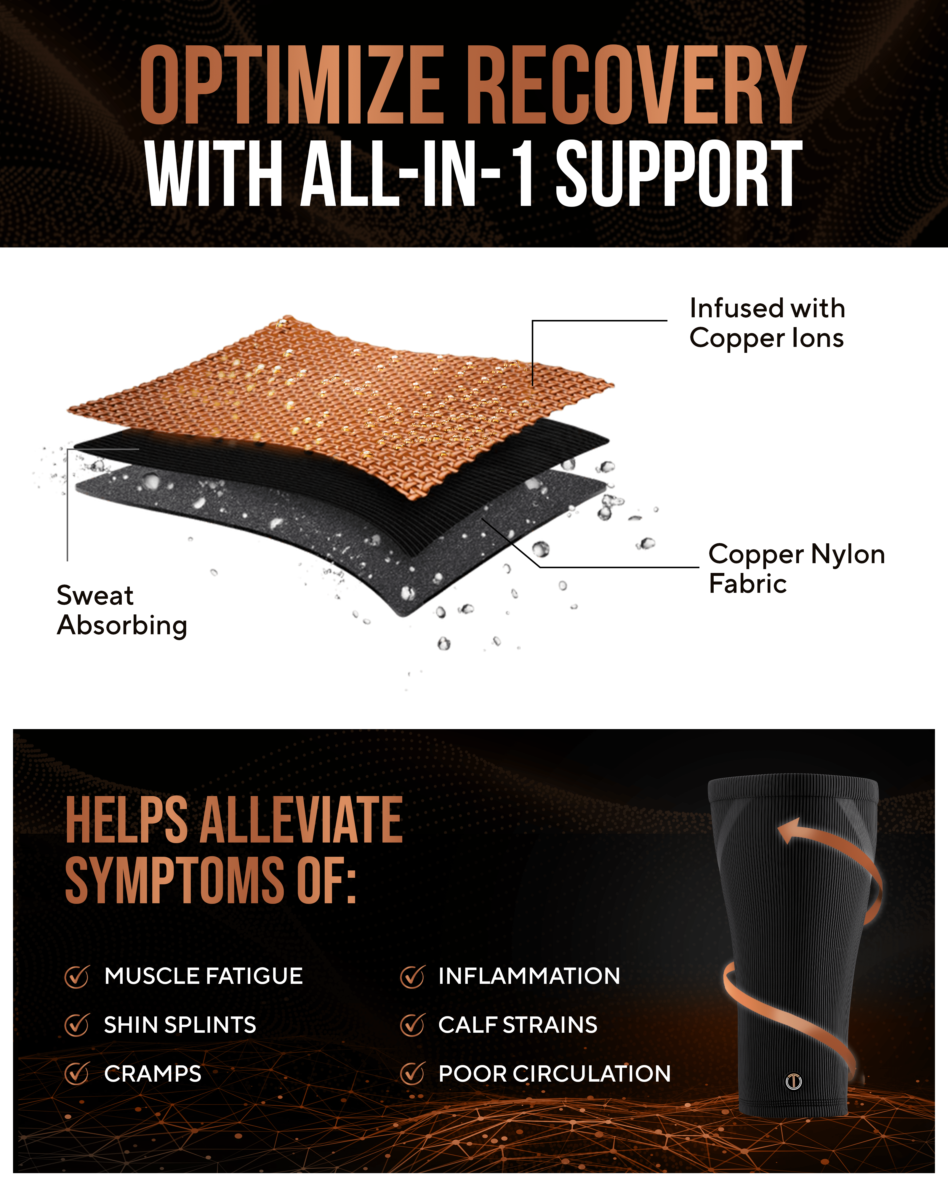 Copper Calf Compression Sleeves (2 Pack) - Nara's Shop