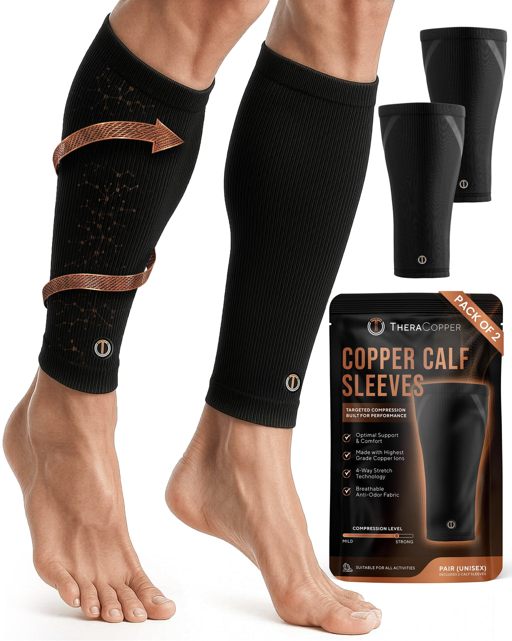 Copper Calf Compression Sleeves (2 Pack) - Nara's Shop