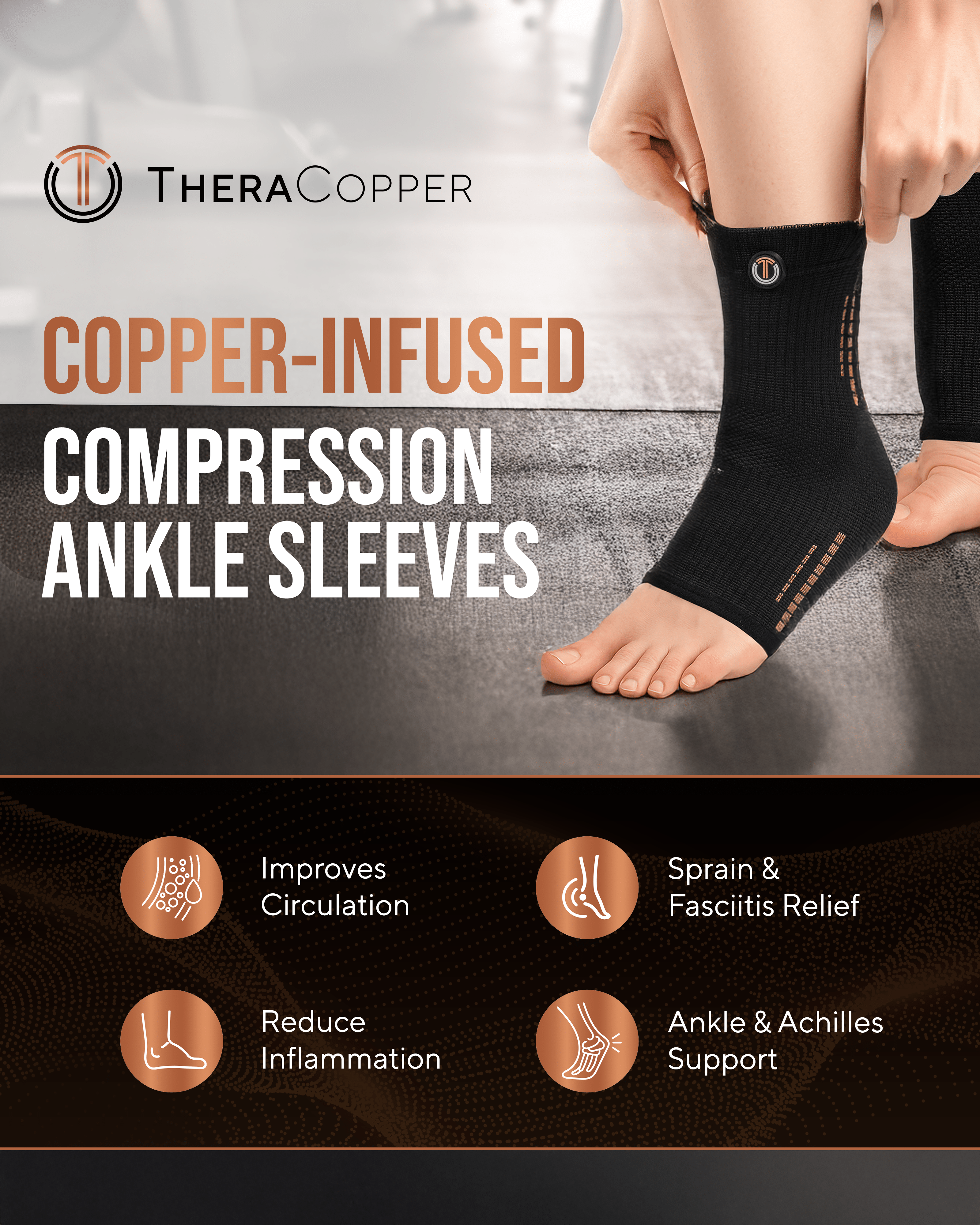 Copper Compression Ankle Brace Sleeves (2 Pack) - Nara's Shop