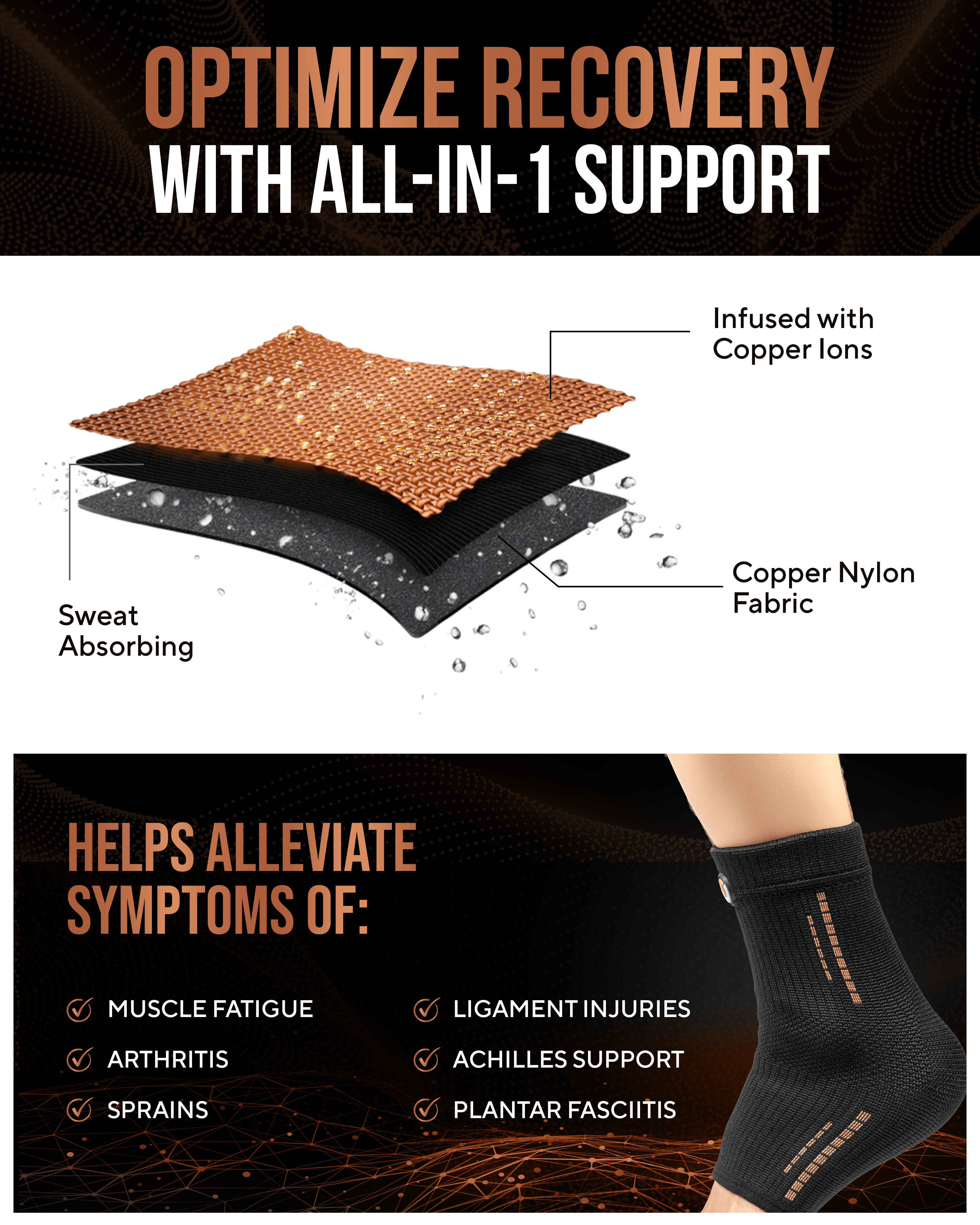 Copper Compression Ankle Brace Sleeves (2 Pack) - Nara's Shop
