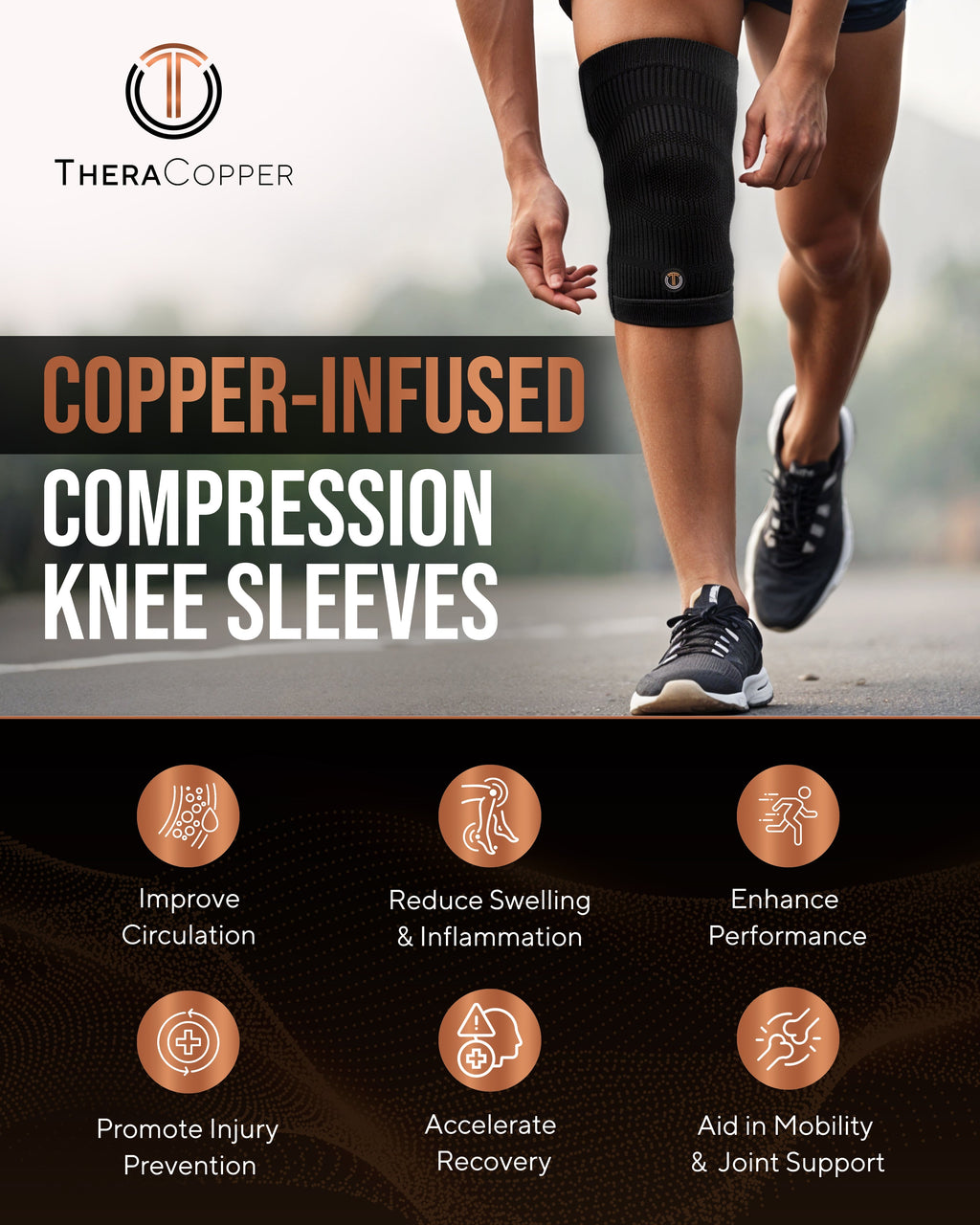 Copper Compression Knee Sleeves (2 Pack) - Nara's Shop