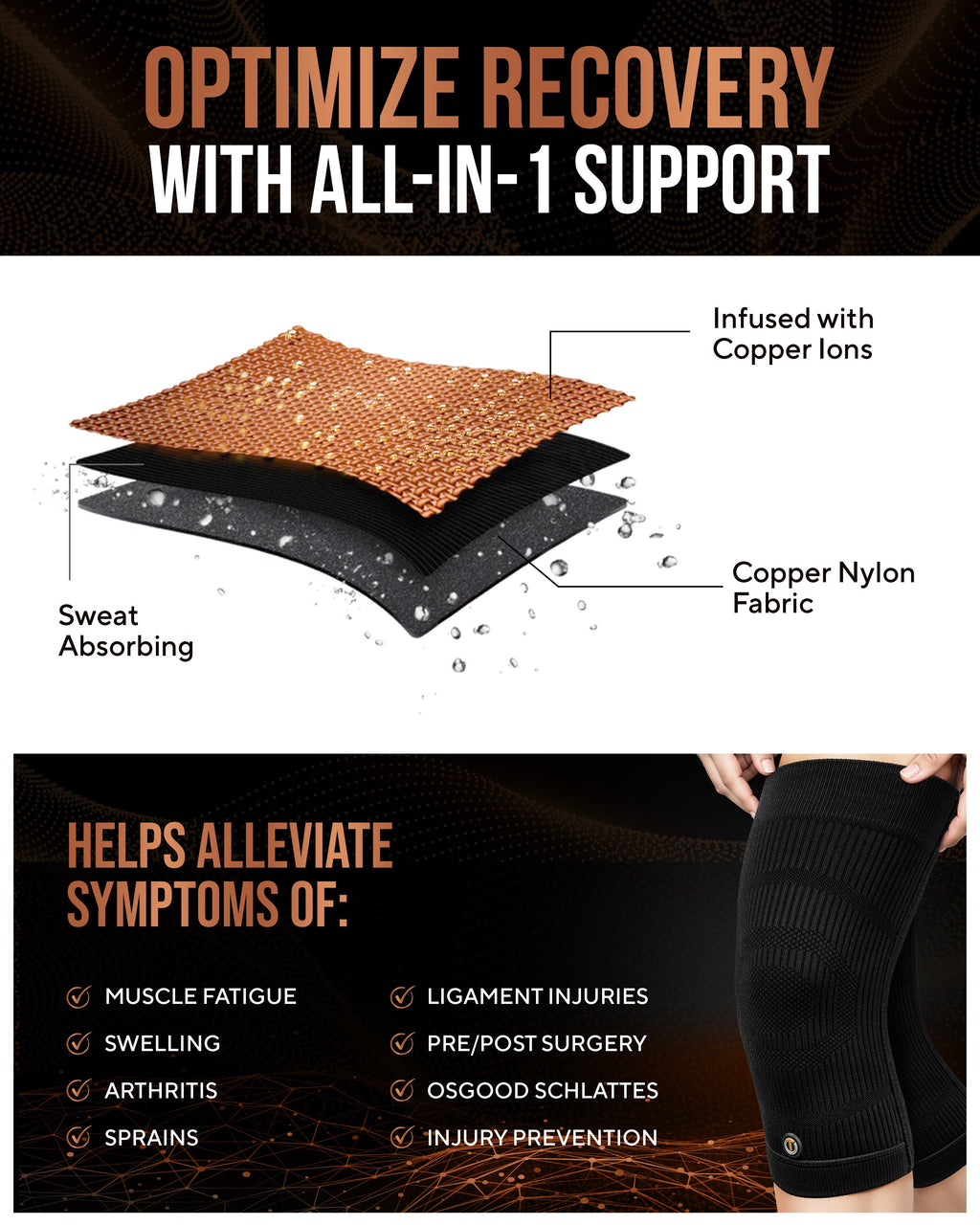 Copper Compression Knee Sleeves (2 Pack) - Nara's Shop