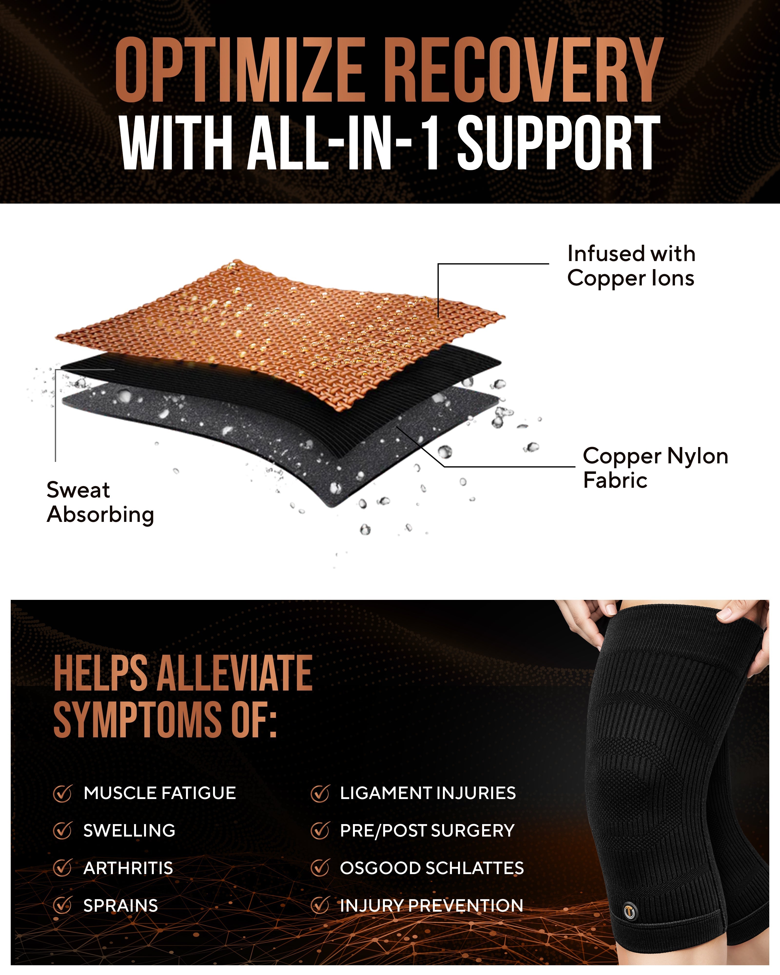 Copper Compression Knee Sleeves (2 Pack) - Nara's Shop
