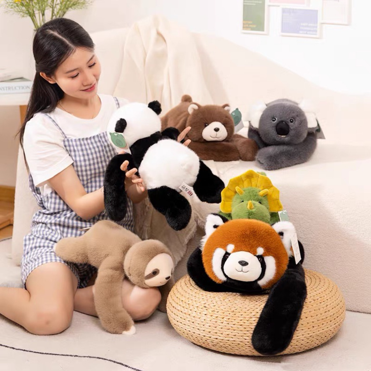 Panda, Koala, Sloth, Dinosaur, Bear & Little Panda Plush Doll Gift – Kids Soft Stuffed Toy - Nara's Shop