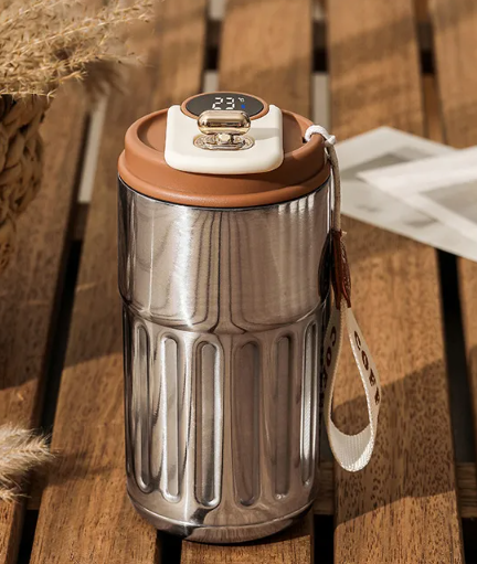 Smart Digital Thermal Bottle Portable Coffee Mug Stainless Steel Water Bottle In-Car Insulated Cup Keep Cold Vacuum Flasks 450ml - Nara's Shop