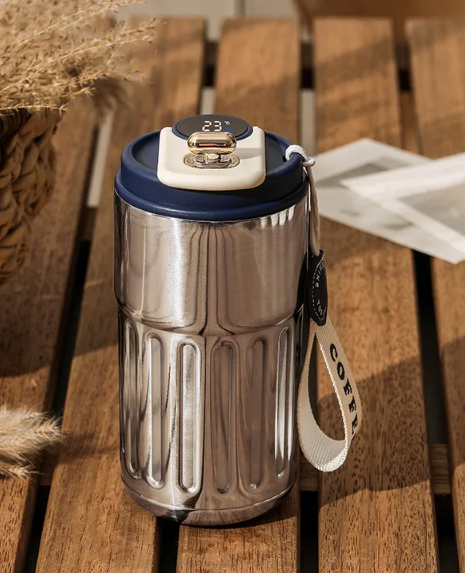 Smart Digital Thermal Bottle Portable Coffee Mug Stainless Steel Water Bottle In-Car Insulated Cup Keep Cold Vacuum Flasks 450ml - Nara's Shop