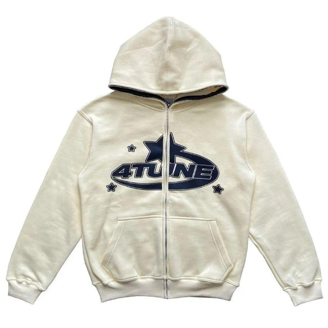 Star Printed Zip Up Hoodies - Nara's Shop
