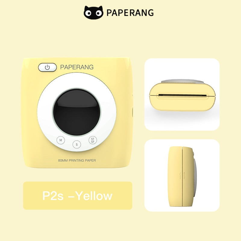 PAPERANG P2S 300dpi BT Pocket Printer Wireless Thermal Printer Portable Photo Label Clock Function Sticker Thermal Paper Roll - Nara's Shop