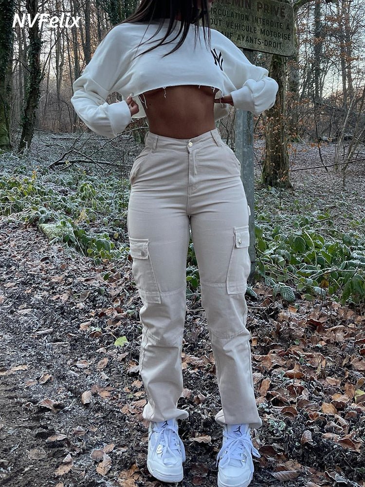 High Waist Cargo Pants Stylish - Nara's Shop