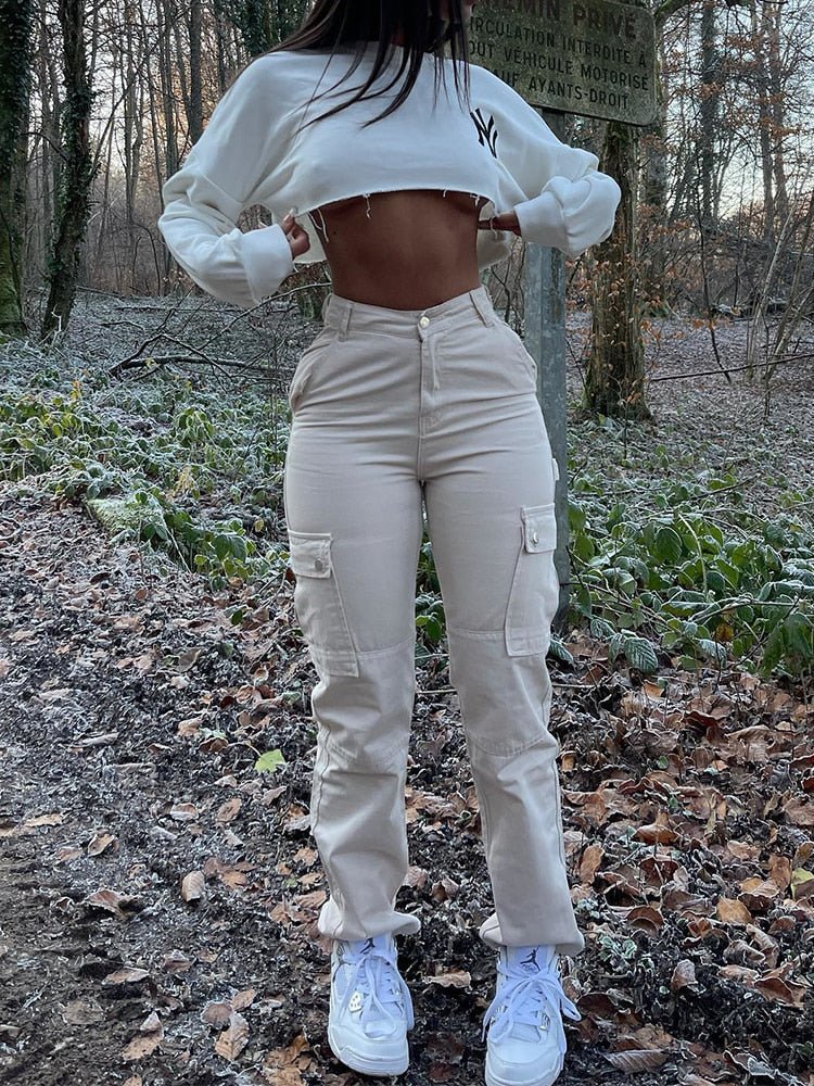 High Waist Cargo Pants Stylish - Nara's Shop