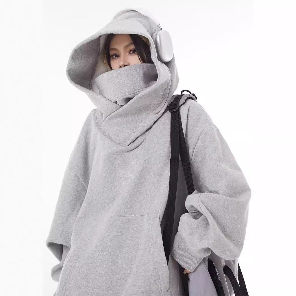 Loose High Collar Fleece Lined Hoodie - Nara's Shop