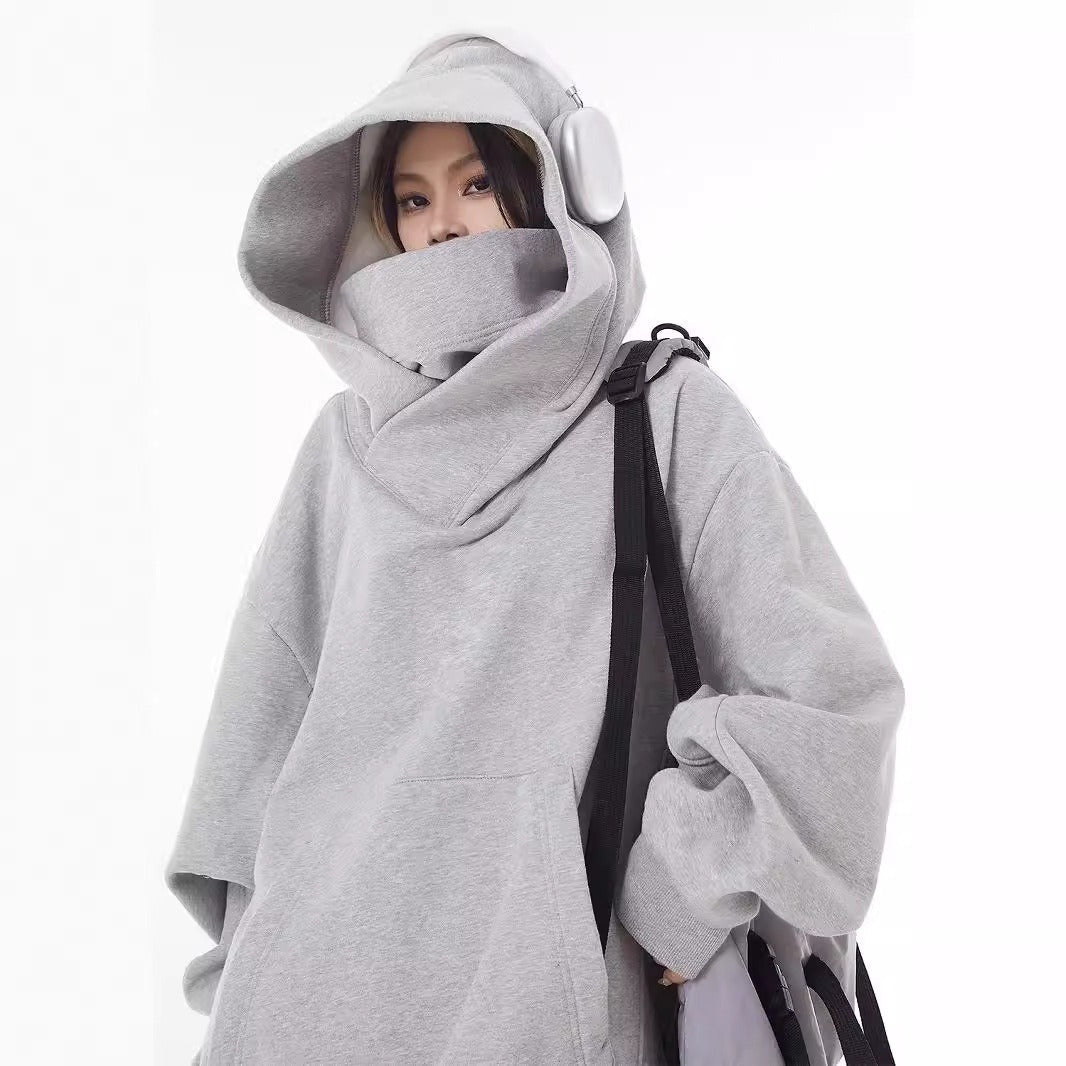 Loose High Collar Fleece Lined Hoodie - Nara's Shop