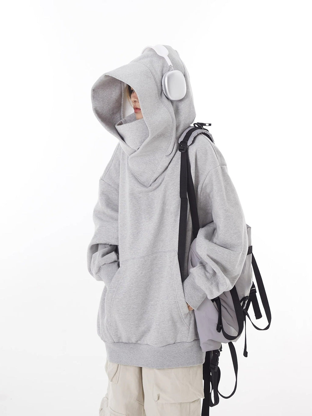 Loose High Collar Fleece Lined Hoodie - Nara's Shop