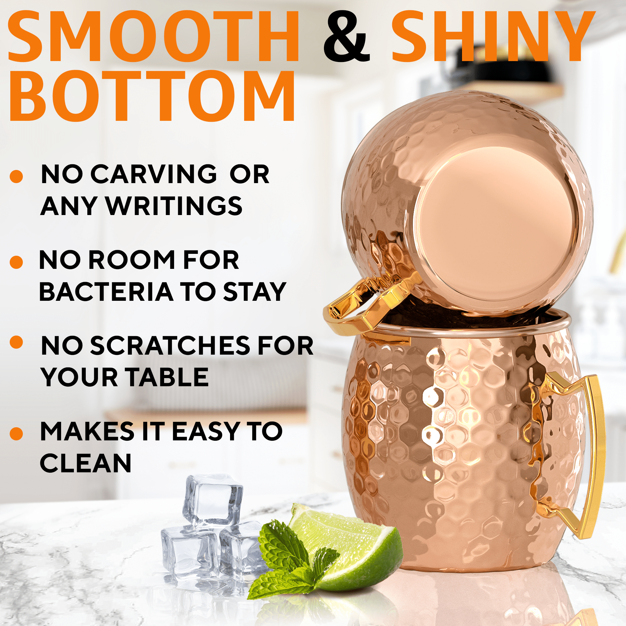 Moscow Mule Copper Mugs - Set of 2 - 100% HANDCRAFTED - Food Safe Pure Solid Copper Mugs - 16 oz Gift Set with BONUS - Highest Quality Cocktail Copper - Nara's Shop