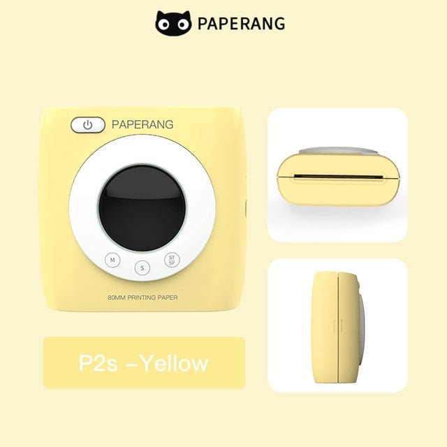 PAPERANG P2S 300dpi BT Pocket Printer Wireless Thermal Printer Portable Photo Label Clock Function Sticker Thermal Paper Roll - Nara's Shop