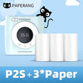 PAPERANG P2S 300dpi BT Pocket Printer Wireless Thermal Printer Portable Photo Label Clock Function Sticker Thermal Paper Roll - Nara's Shop