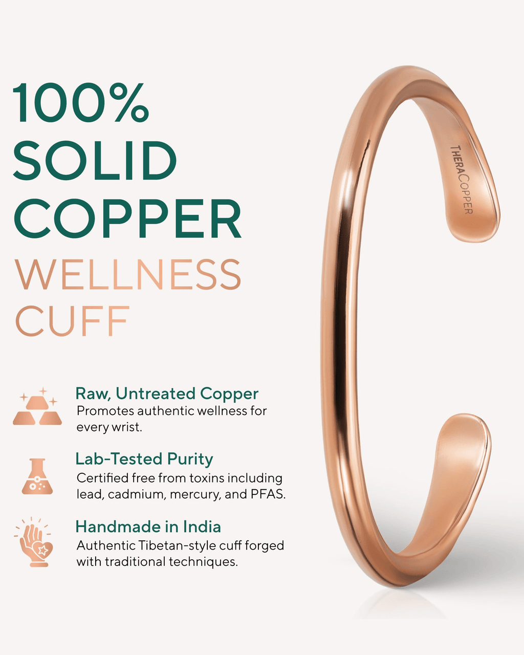 Pure Copper Cuff Bracelet – Barrel - Nara's Shop