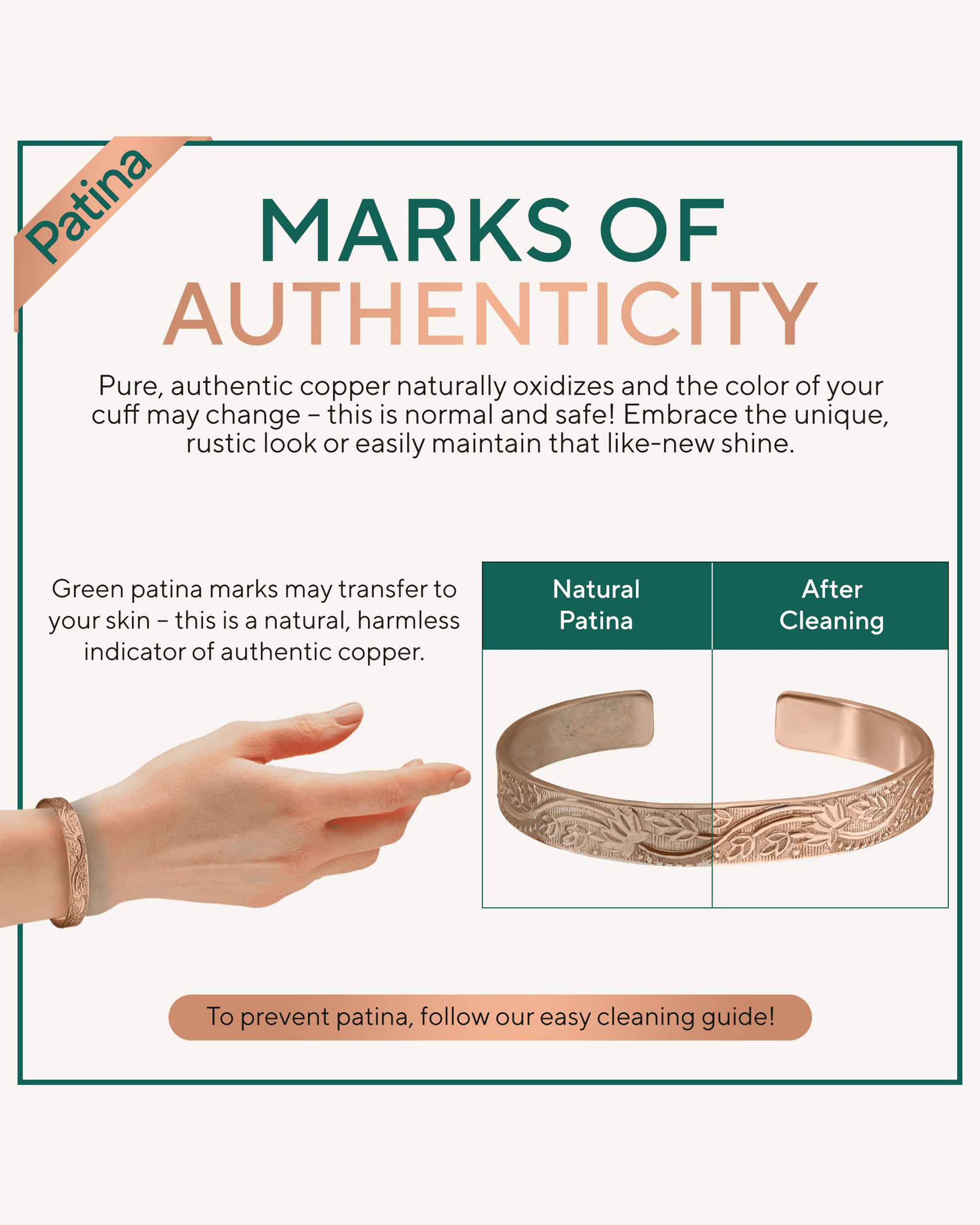 Pure Copper Cuff Bracelet for Women – Floral - Nara's Shop