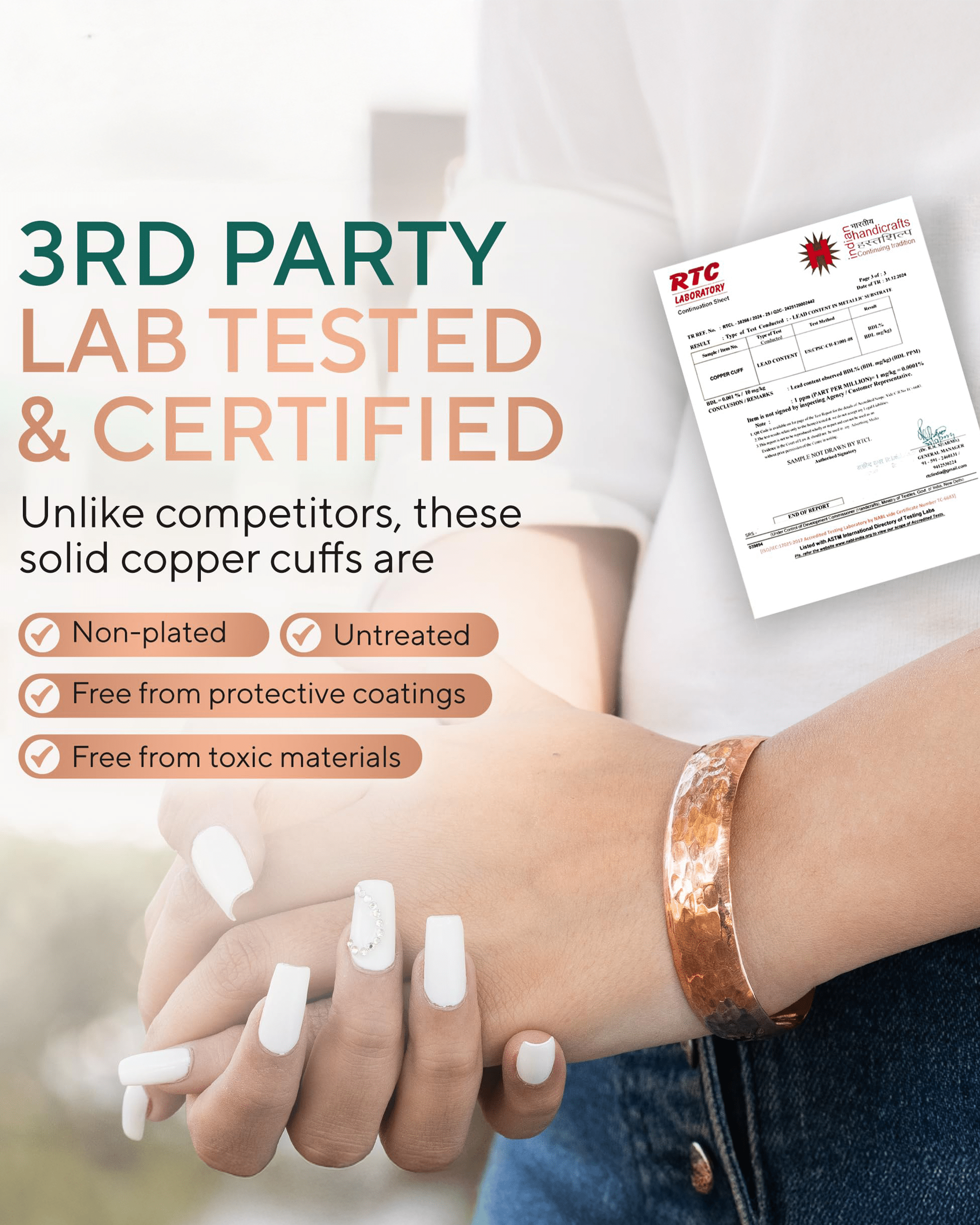 Pure Copper Cuff Bracelet – Hammered - Nara's Shop