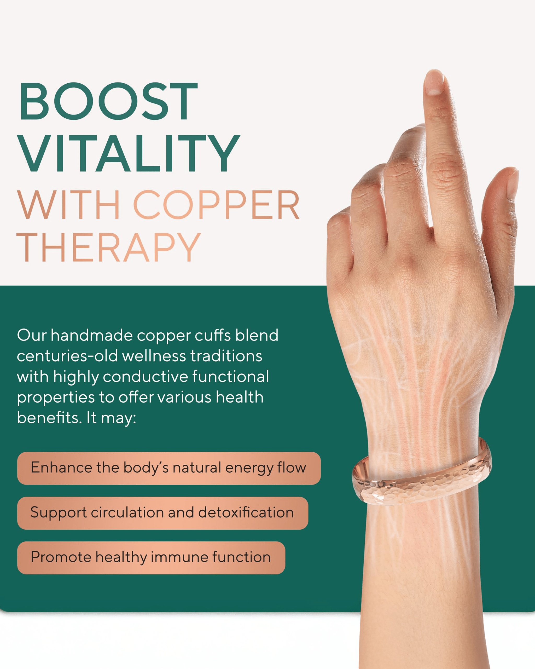 Pure Copper Cuff Bracelet – Hammered - Nara's Shop