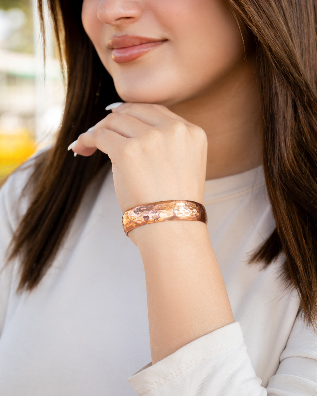 Pure Copper Cuff Bracelet – Hammered - Nara's Shop