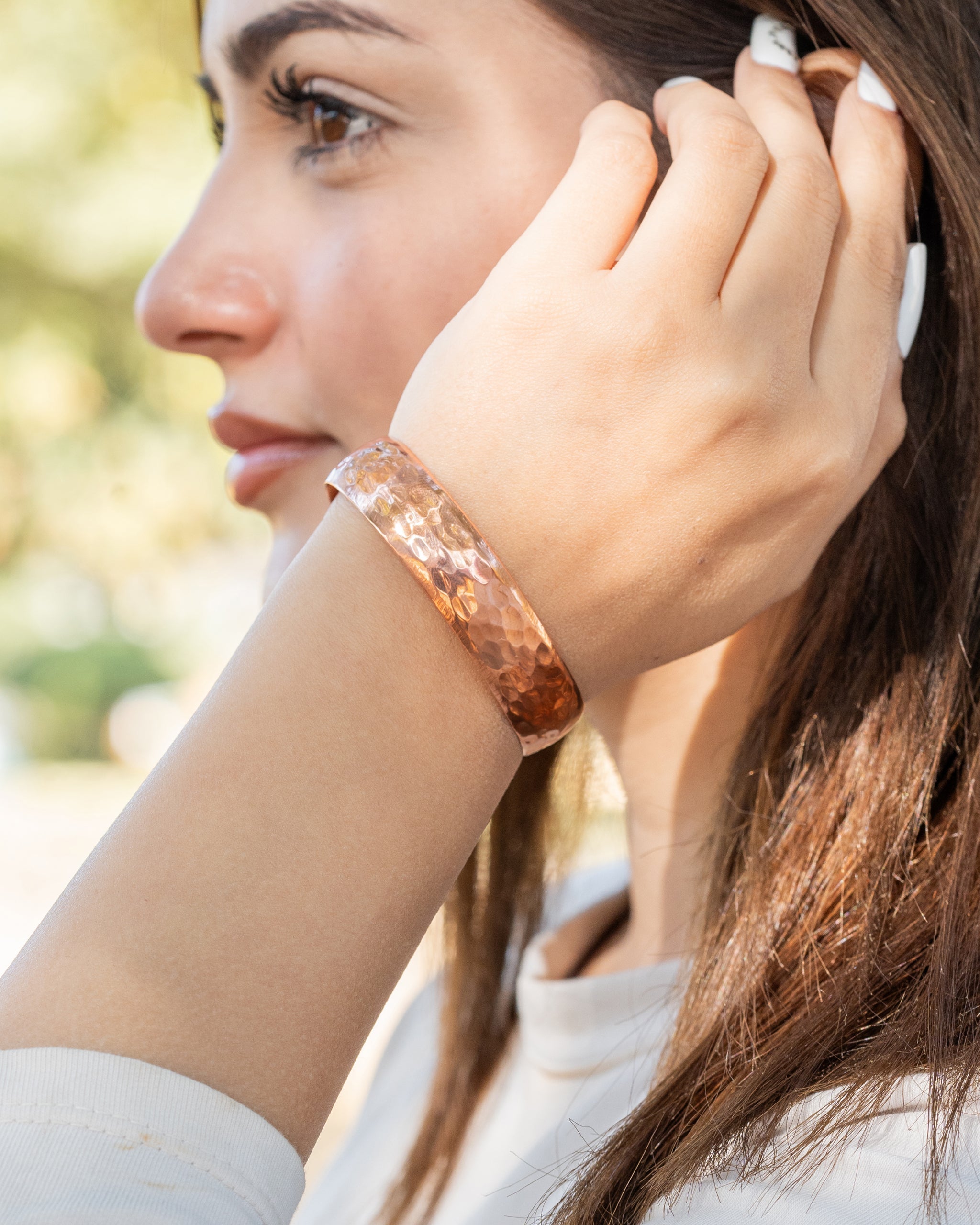 Pure Copper Cuff Bracelet – Hammered - Nara's Shop