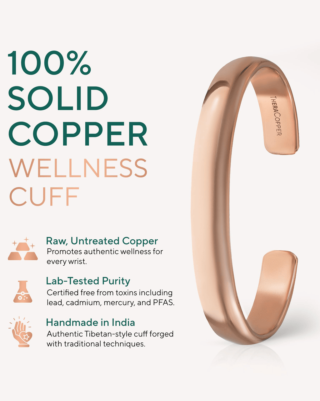 Pure Copper Cuff Bracelet – Plain - Nara's Shop