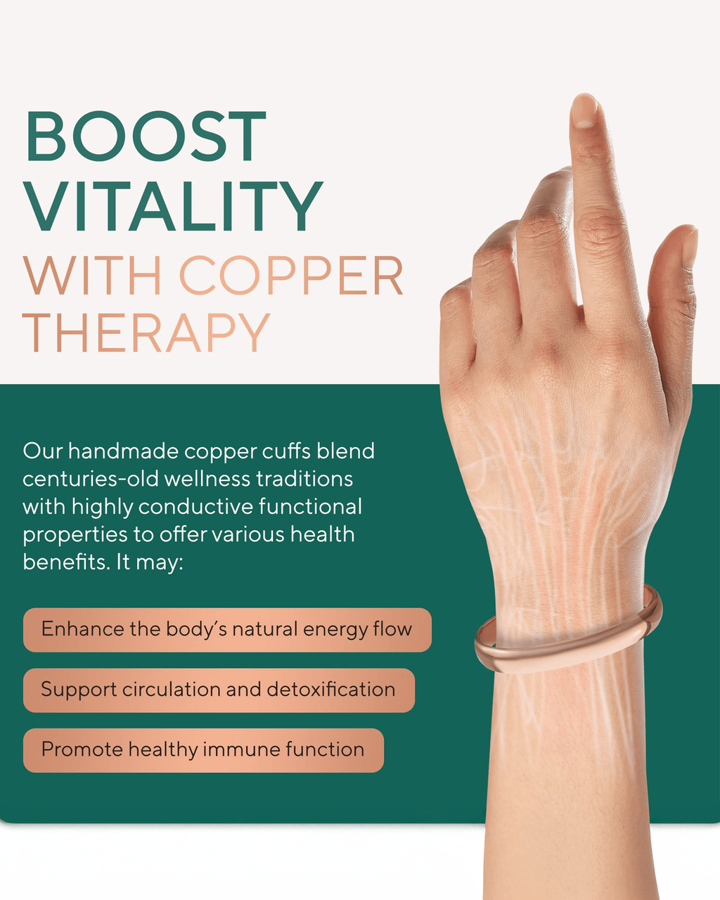 Pure Copper Cuff Bracelet – Plain - Nara's Shop