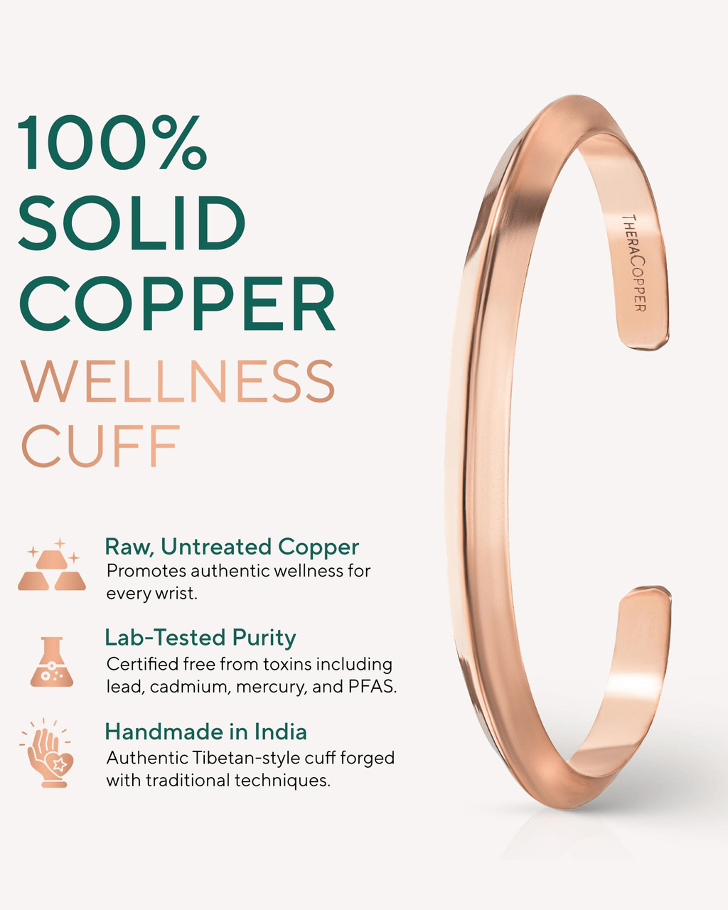 Pure Copper Cuff Bracelet – Prism - Nara's Shop