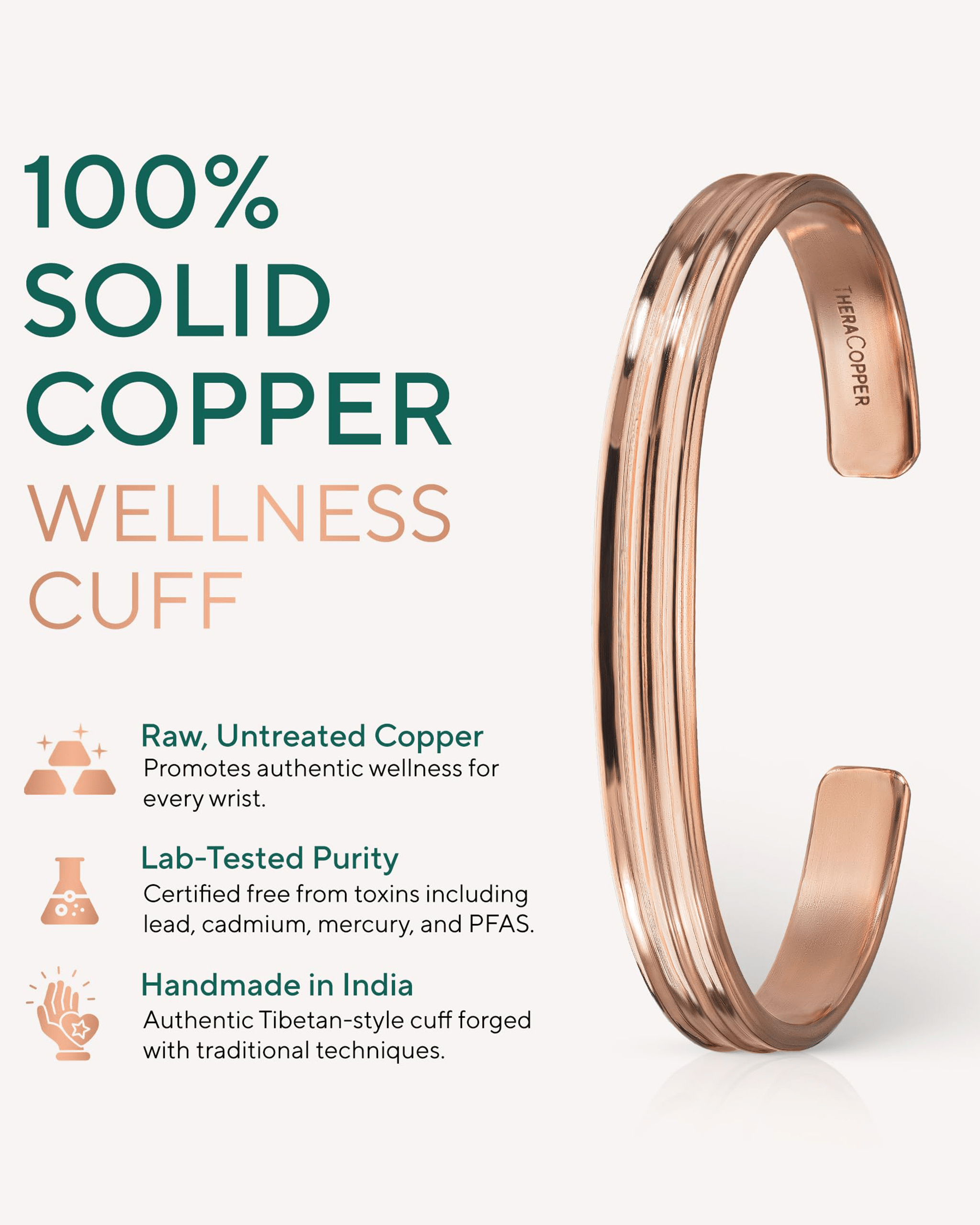 Pure Copper Cuff Bracelet – Tier - Nara's Shop