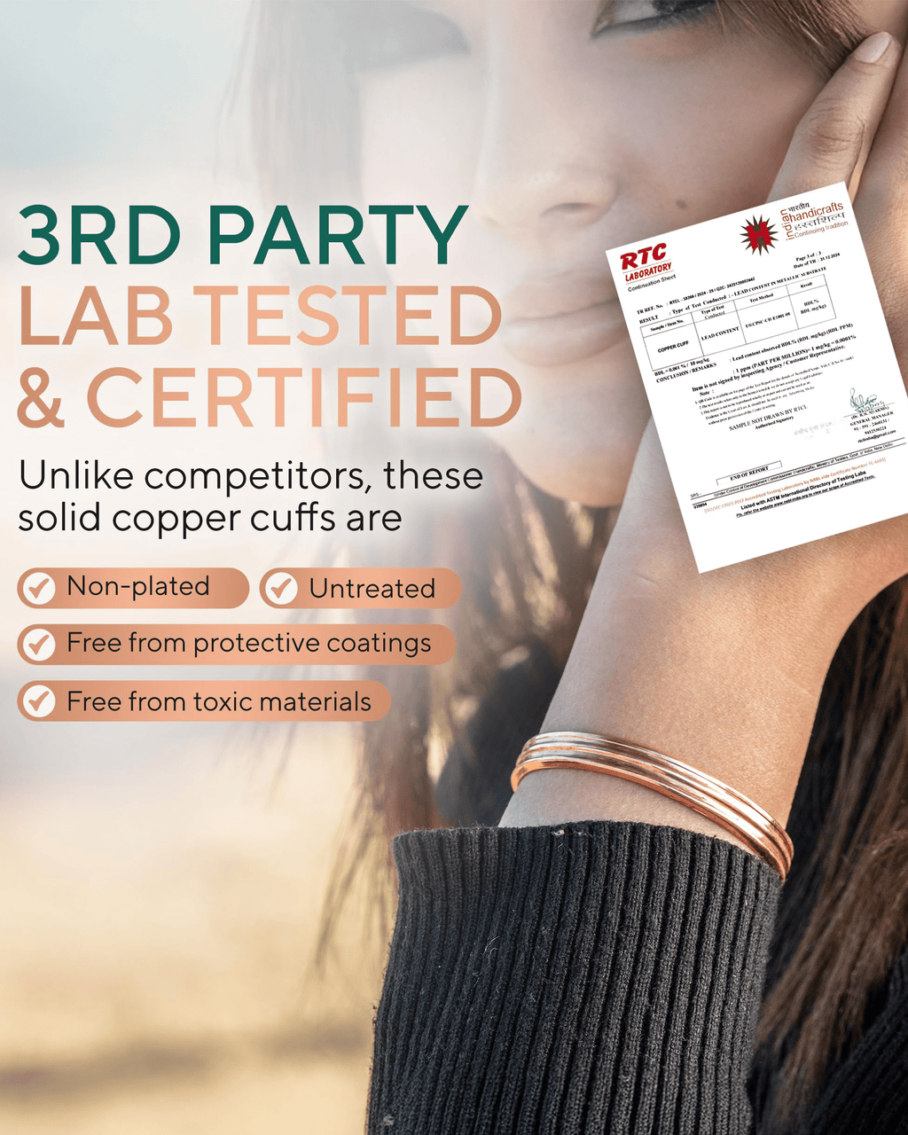 Pure Copper Cuff Bracelet – Tier - Nara's Shop