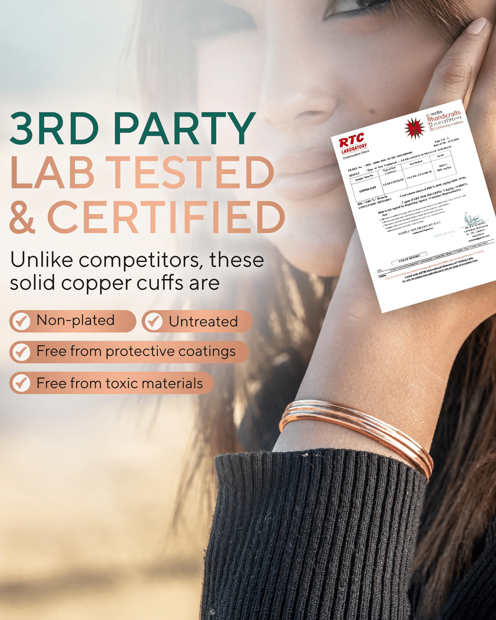 Pure Copper Cuff Bracelet – Tier - Nara's Shop