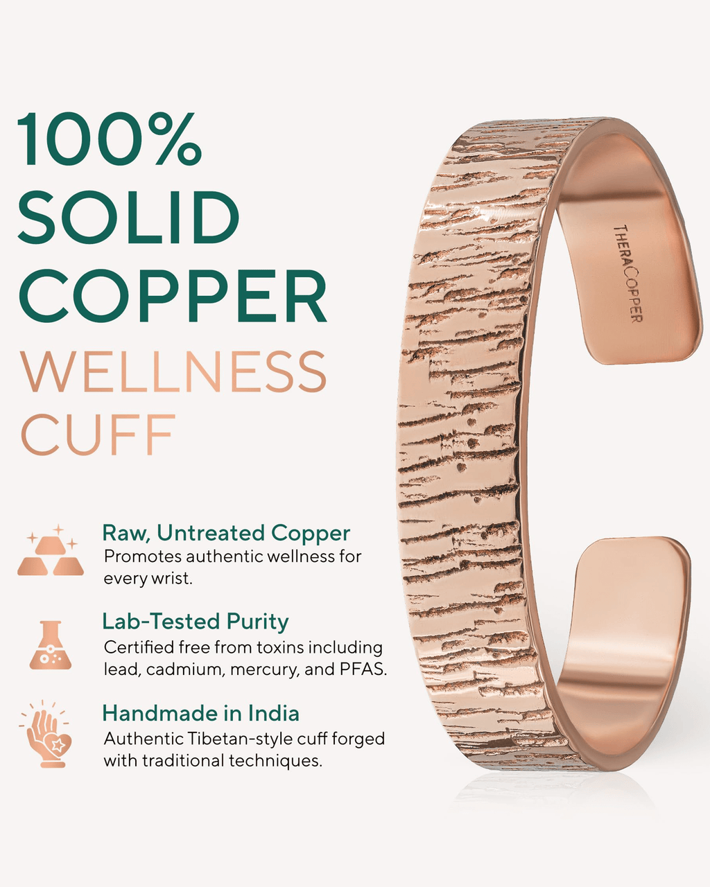 Pure Copper Cuff Bracelet – Timber - Nara's Shop
