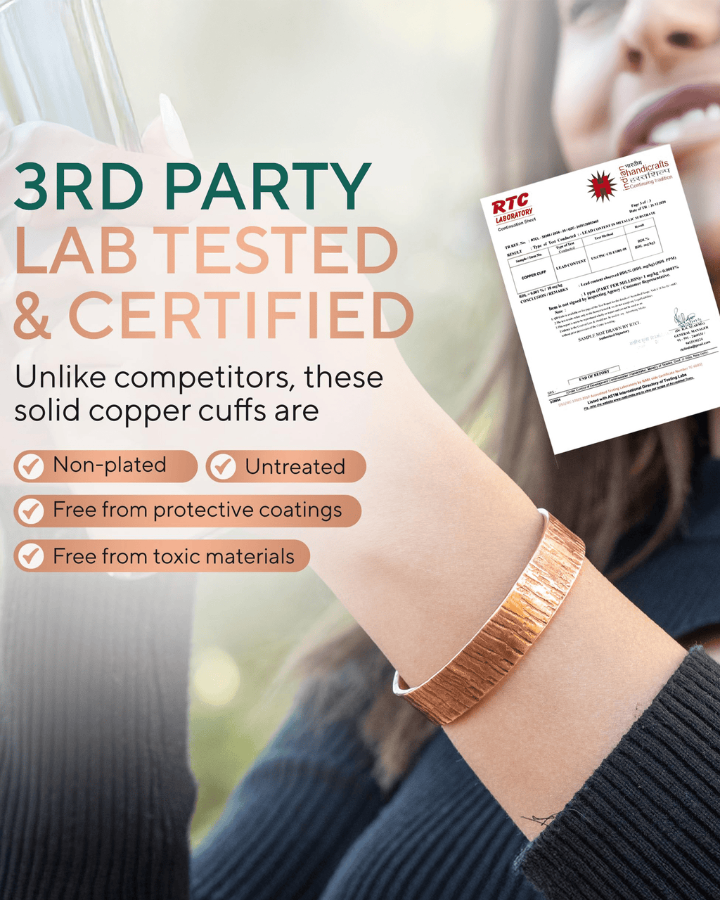 Pure Copper Cuff Bracelet – Timber - Nara's Shop