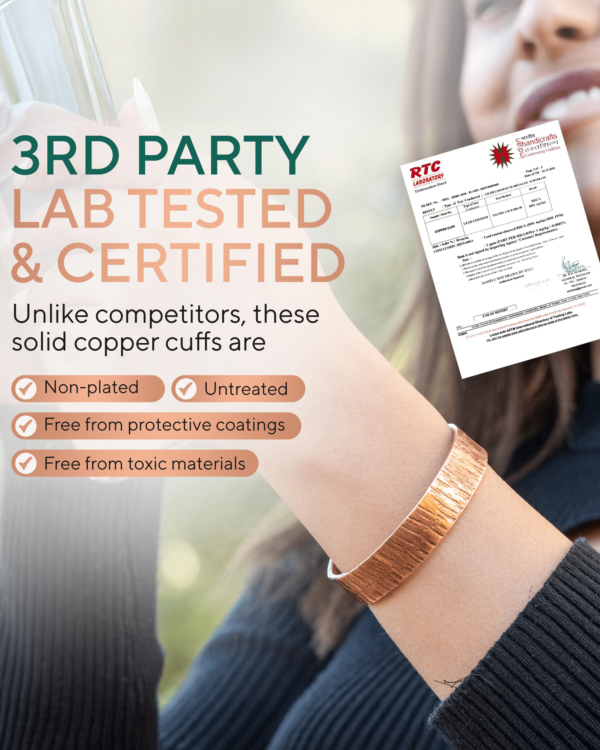 Pure Copper Cuff Bracelet – Timber - Nara's Shop
