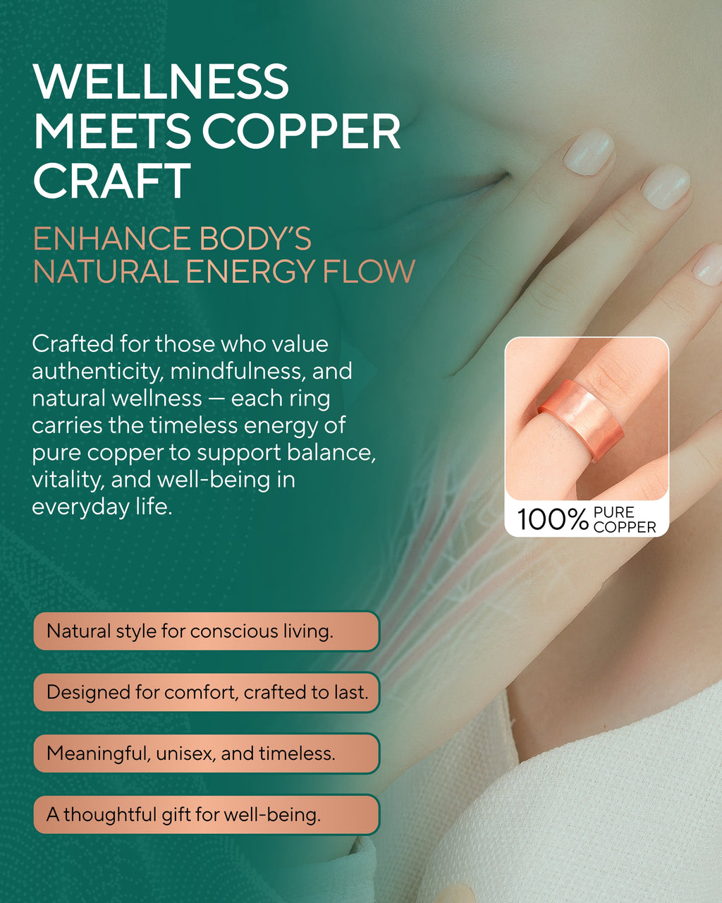 Pure Copper Rings – Hammered (10mm) - Nara's Shop