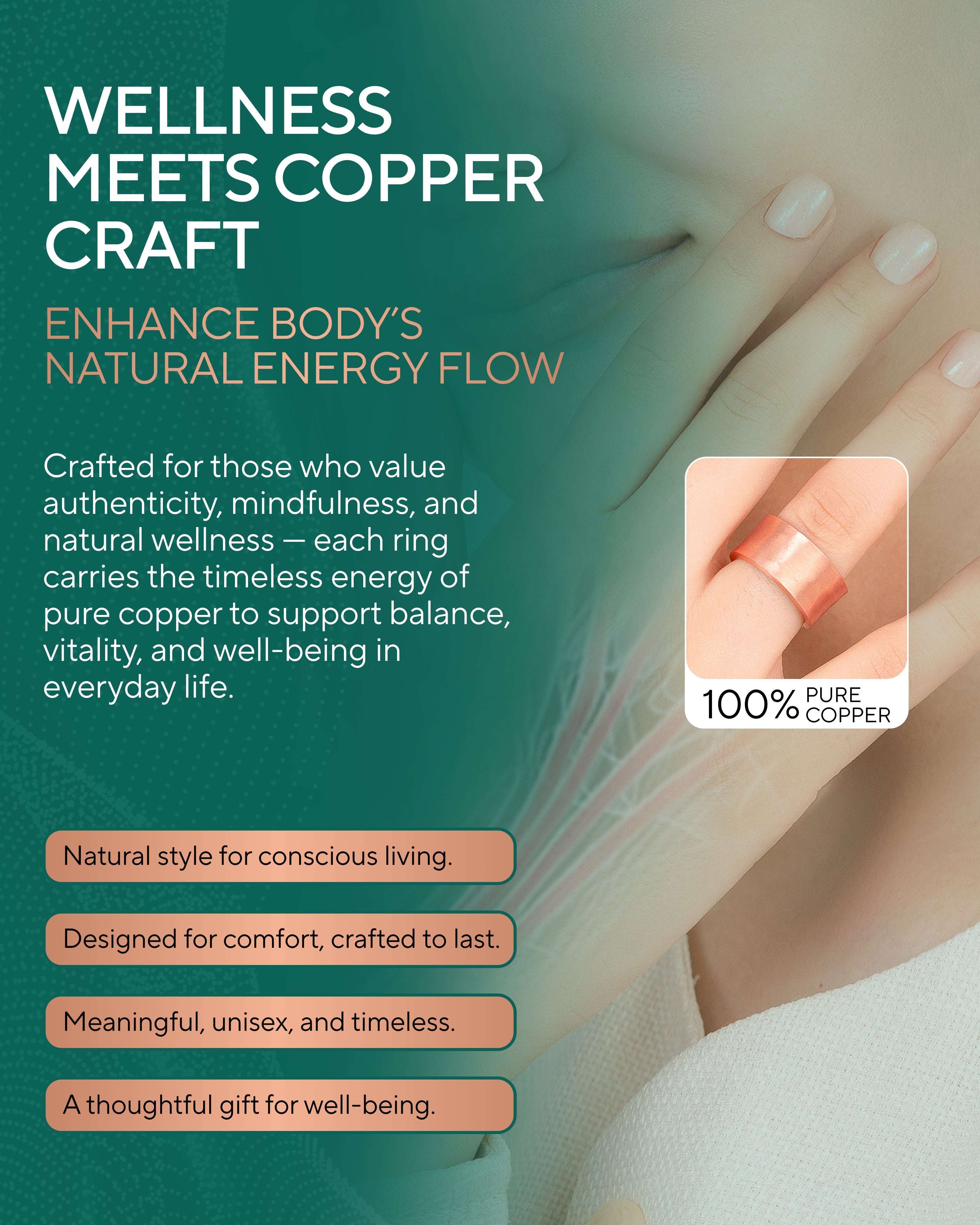 Pure Copper Rings – Hammered (10mm) - Nara's Shop